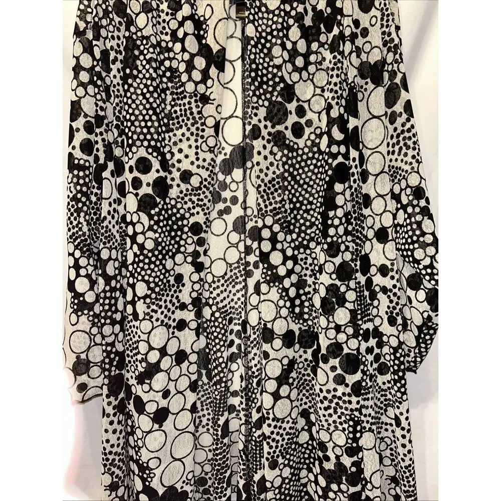 Ali Miles Cardigan Womens Plus 3X Black White Sheer Mesh Sweater Lightweight - Picture 3 of 13